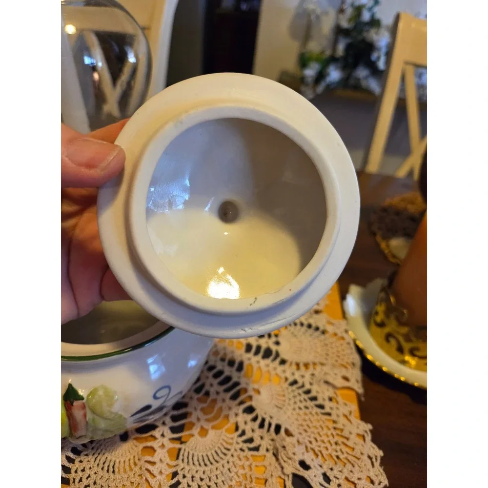 vintage handpainted ceramic vegetable covered dish. Cottagecore  GrannyCore Farm